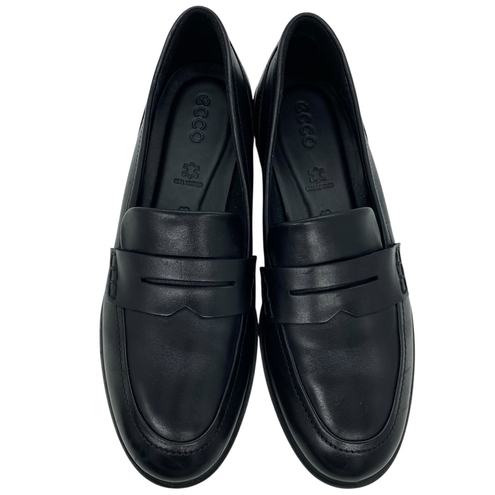 ECCO Women's Black Leather Loafer Dress Classic 15 Shoes - Picture 3 of 10